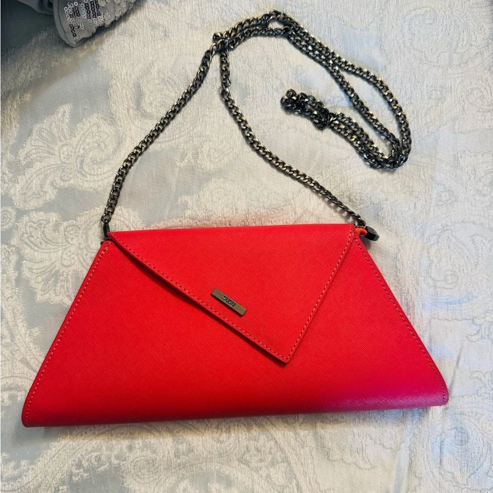 Red Envelope Crossbody Clutch Bag with Chain Strap - Picture 9 of 11